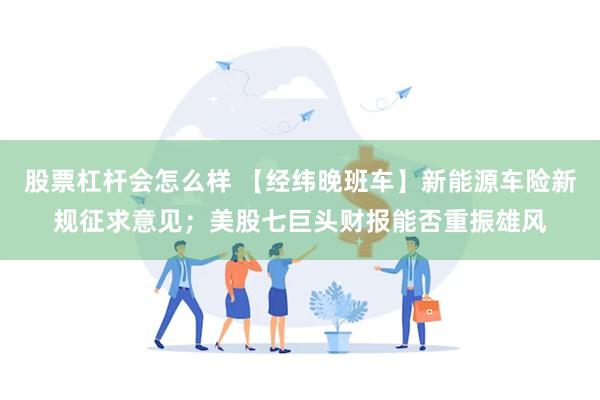 股票杠杆会怎么样 【经纬晚班车】新能源车险新规征求意见；美股七巨头财报能否重振雄风