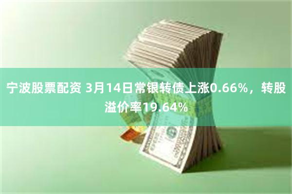 宁波股票配资 3月14日常银转债上涨0.66%，转股溢价率19.64%